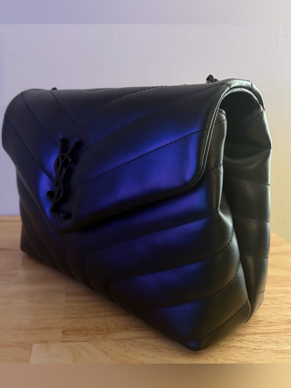 Yves Saint Laurent Black Quilted Chevron Shoulder Bag